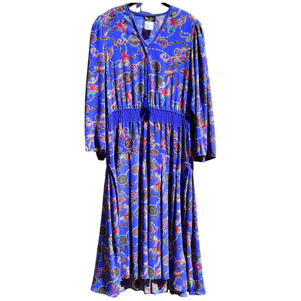 Diane Freis Original 80s Georgette Pattern Maxi Dress Large Extra Large